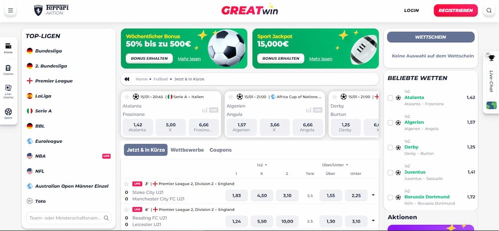 Greatwin- Der beste Anbieter für Regionalliga-Wetten